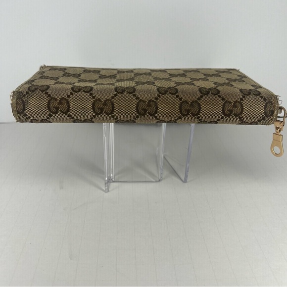 🤎GUCCI Monogram Metal Bar Zip Around Long Wallet Beige Ebony Off White!!🤎 - Picture 8 of 16